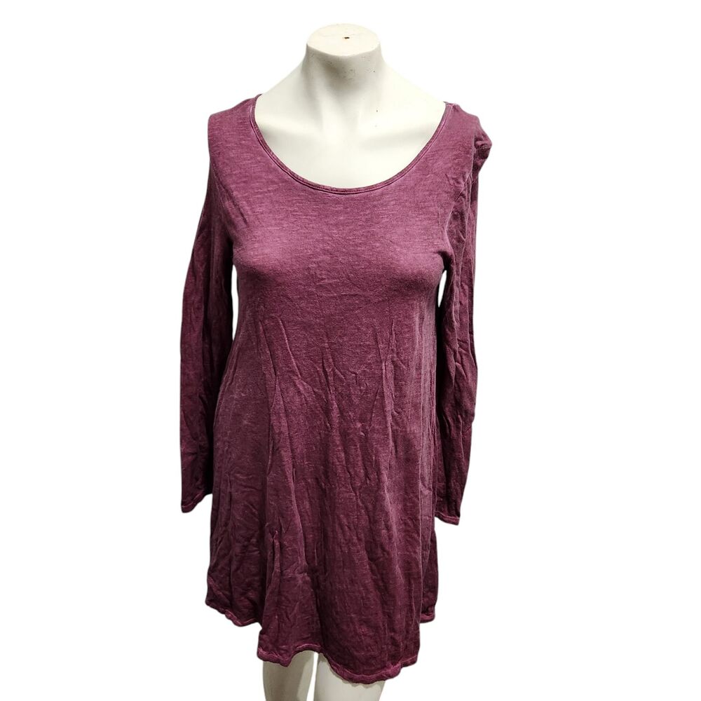 Billabong Open Back Dress Maroon Long Sleeve Boho Mini Womens Medium